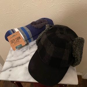 Urban Pipeline Earflap Hat and Cozy Cabin Slippers